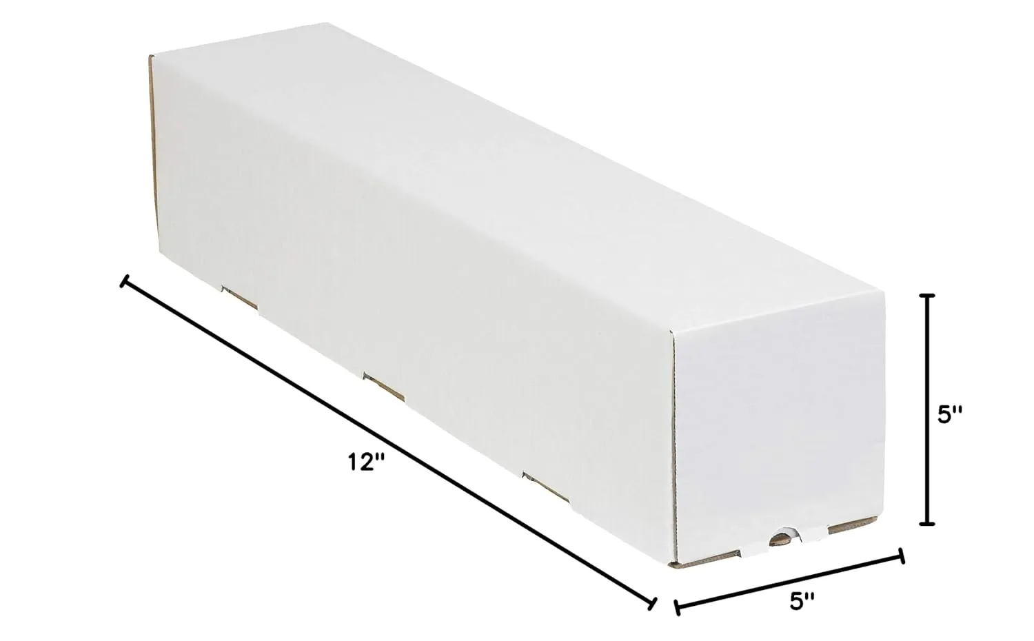 Aviditi Square Corrugated Cardboard Mailing Tubes, 5" x 5" x 12", White, Pack of 25, for Shipping, Storing, Mailing