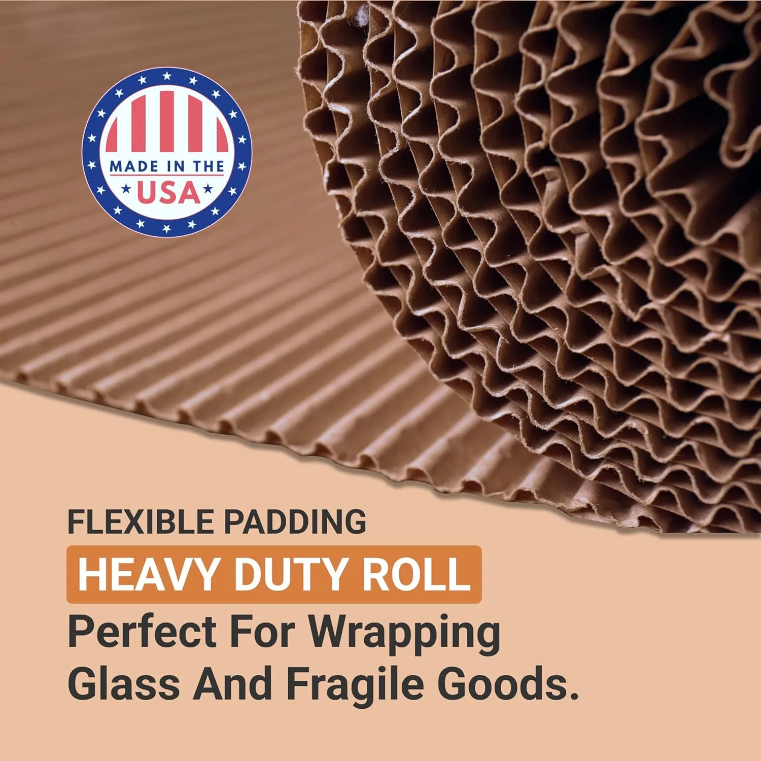 AVIDITI Singleface Corrugated Roll, A-Flute Kraft, 250 ft