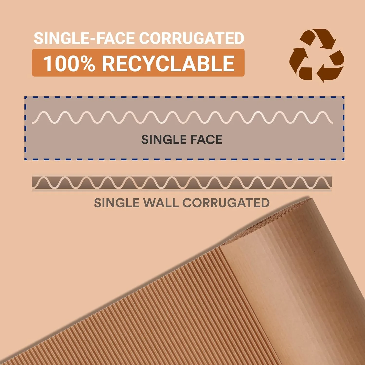 AVIDITI Singleface Corrugated Roll, A-Flute Kraft, 250 ft