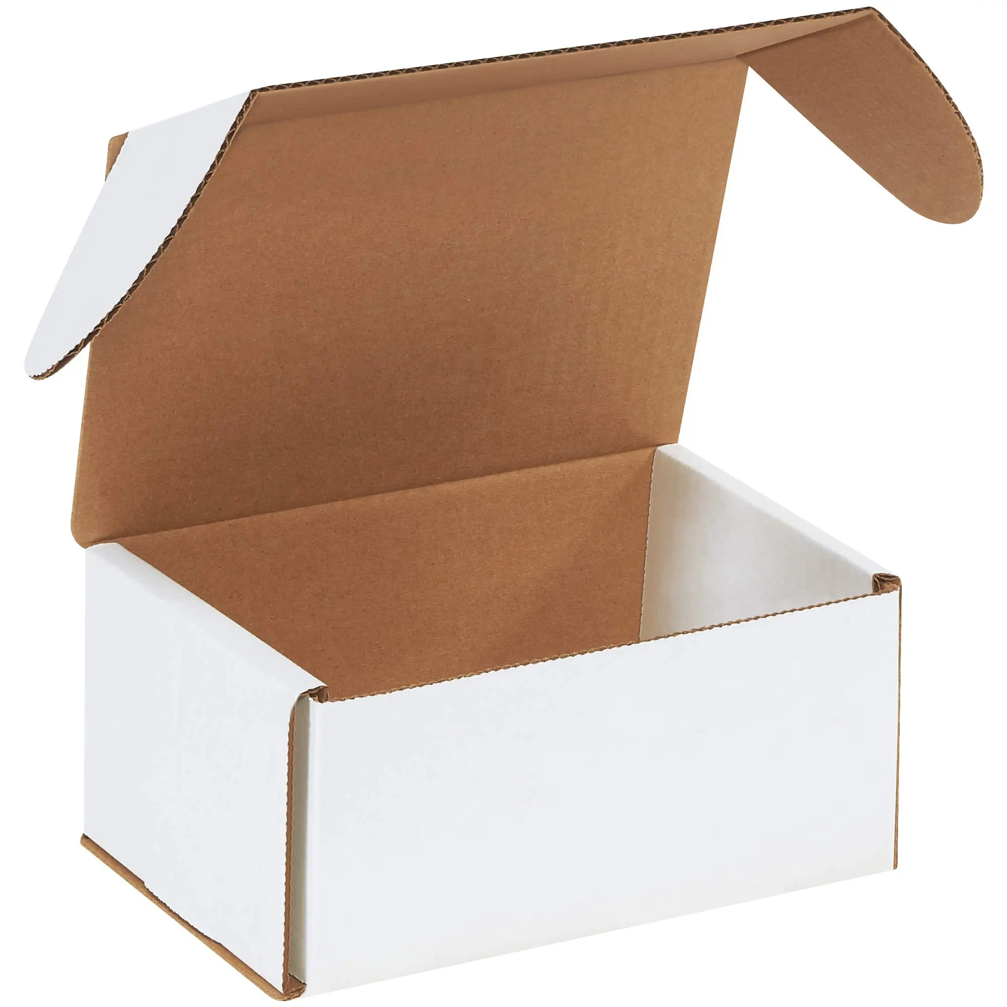 Aviditi White Corrugated Outside Tuck Mailing Boxes, 7 5/8" x 5 7/16" x 3 9/16", Pack of 25, Crush-Proof, For Shipping