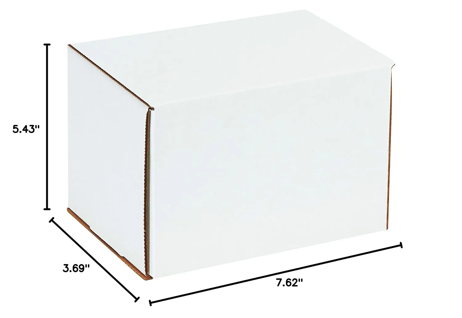 Aviditi White Corrugated Outside Tuck Mailing Boxes, 7 5/8" x 5 7/16" x 3 9/16", Pack of 25, Crush-Proof, For Shipping