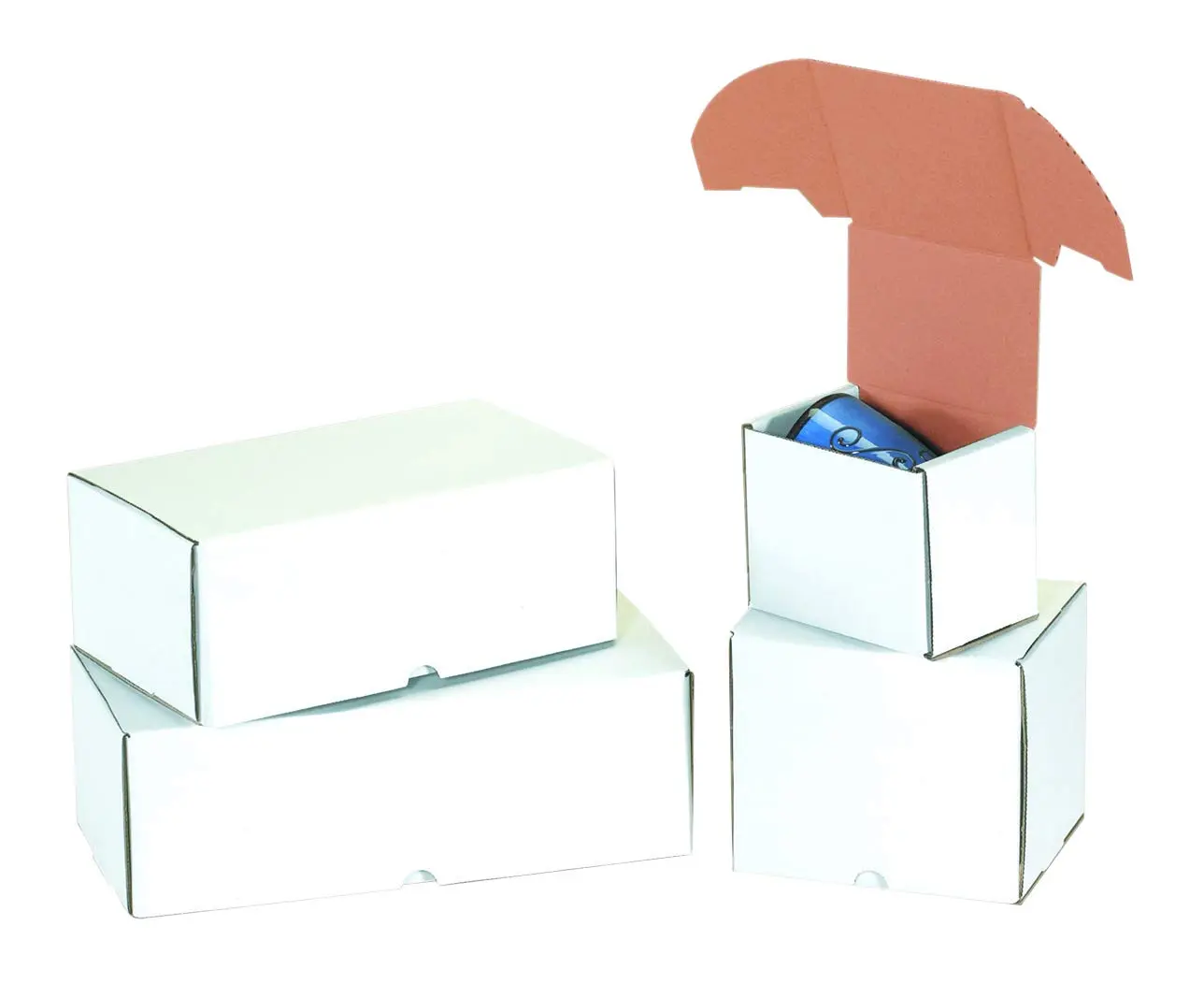 Aviditi White Corrugated Outside Tuck Mailing Boxes, 7 5/8" x 5 7/16" x 3 9/16", Pack of 25, Crush-Proof, For Shipping