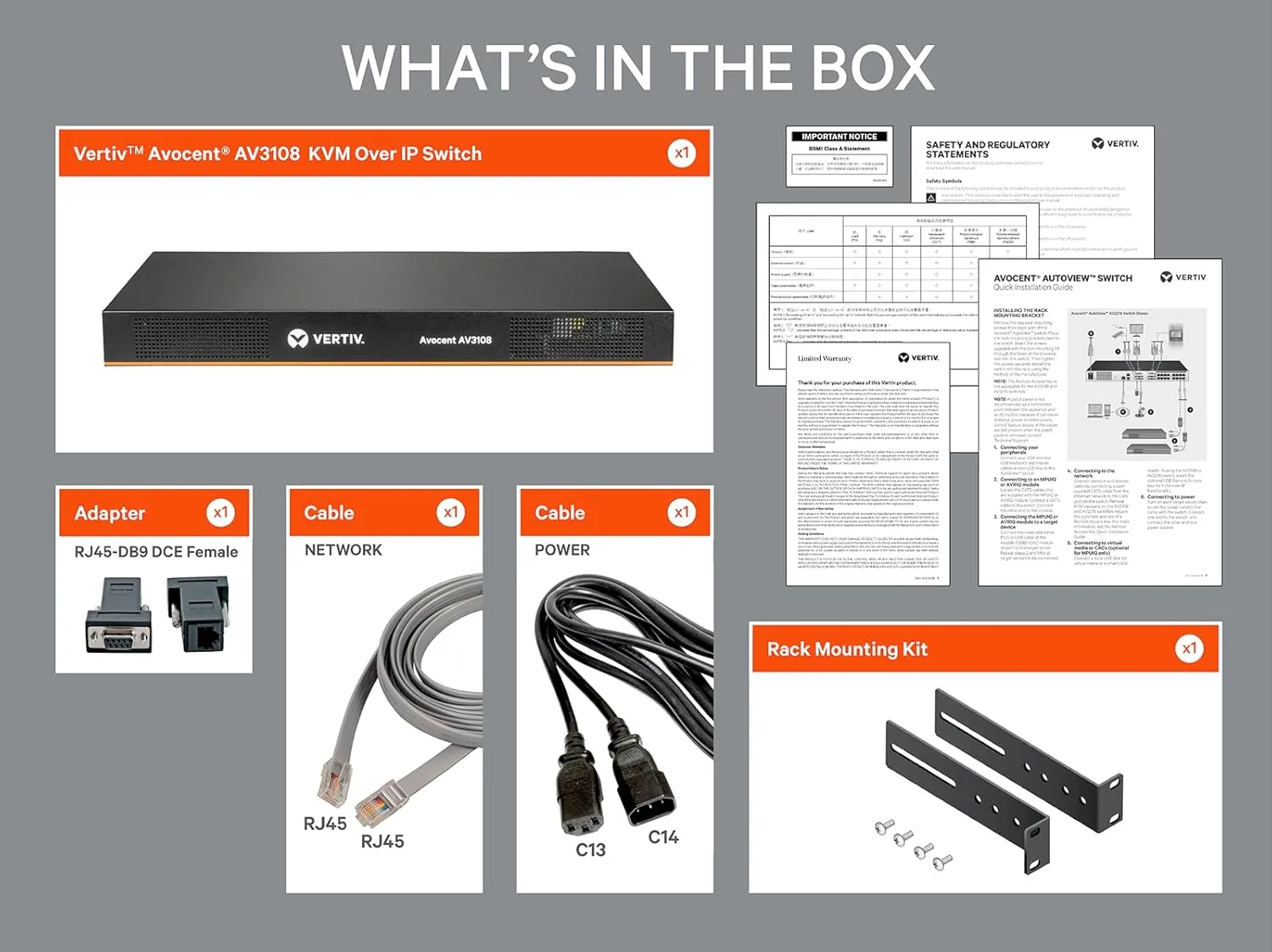 Vertiv Avocent AV3000 8-Port Rackmount KVM Over IP Switch (AV3108-400)