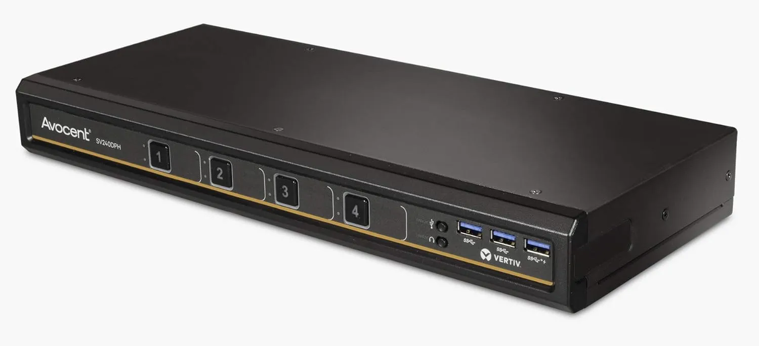 Vertiv Avocent SV240DPH-400 4-Port DP/HDMI KVM Switch, Single Head