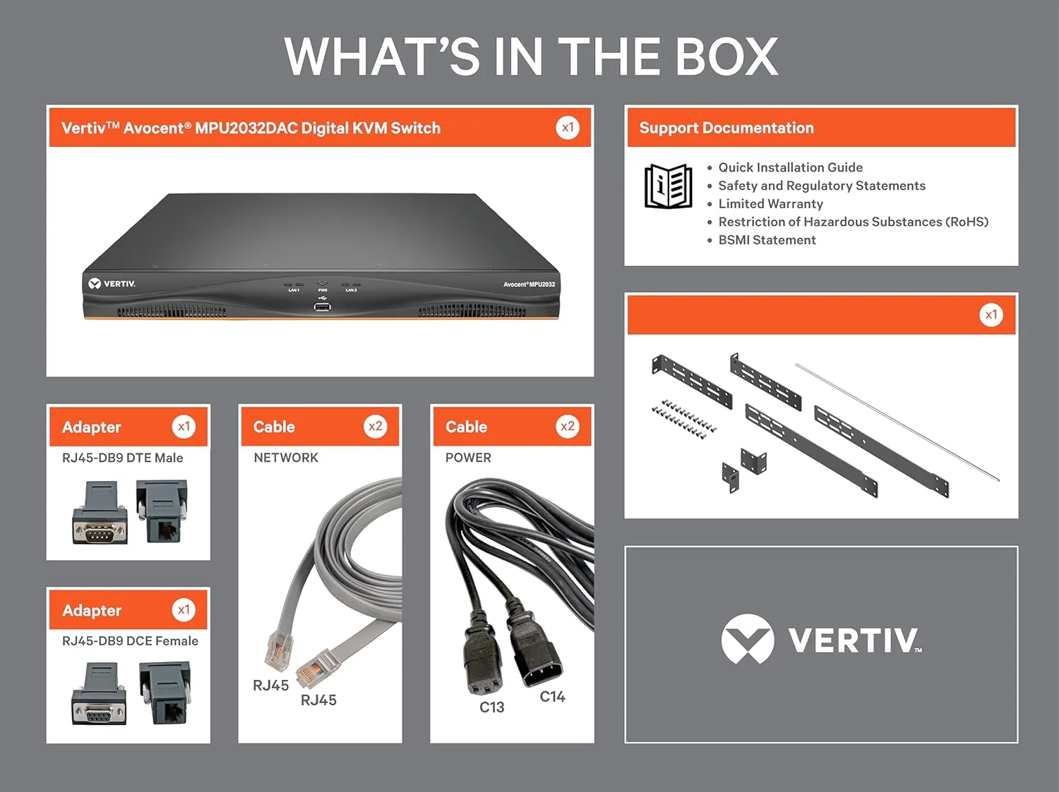 Avocent Vertiv MPU KVM Switch 32 Port - 2 Digital Path, Dual AC Power (MPU2032DAC-400)