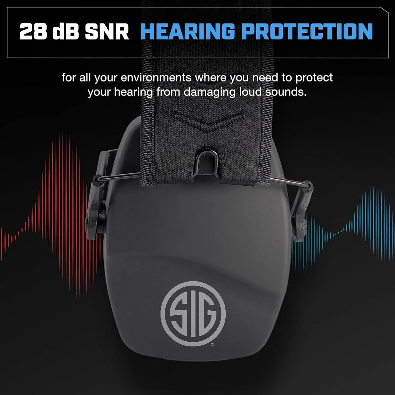 AXIL x SIG SAUER TRACKR Passive Earmuffs - Compact Foldable Noise Isolation 28 SNR / 22 NRR Passive Hearing Protection