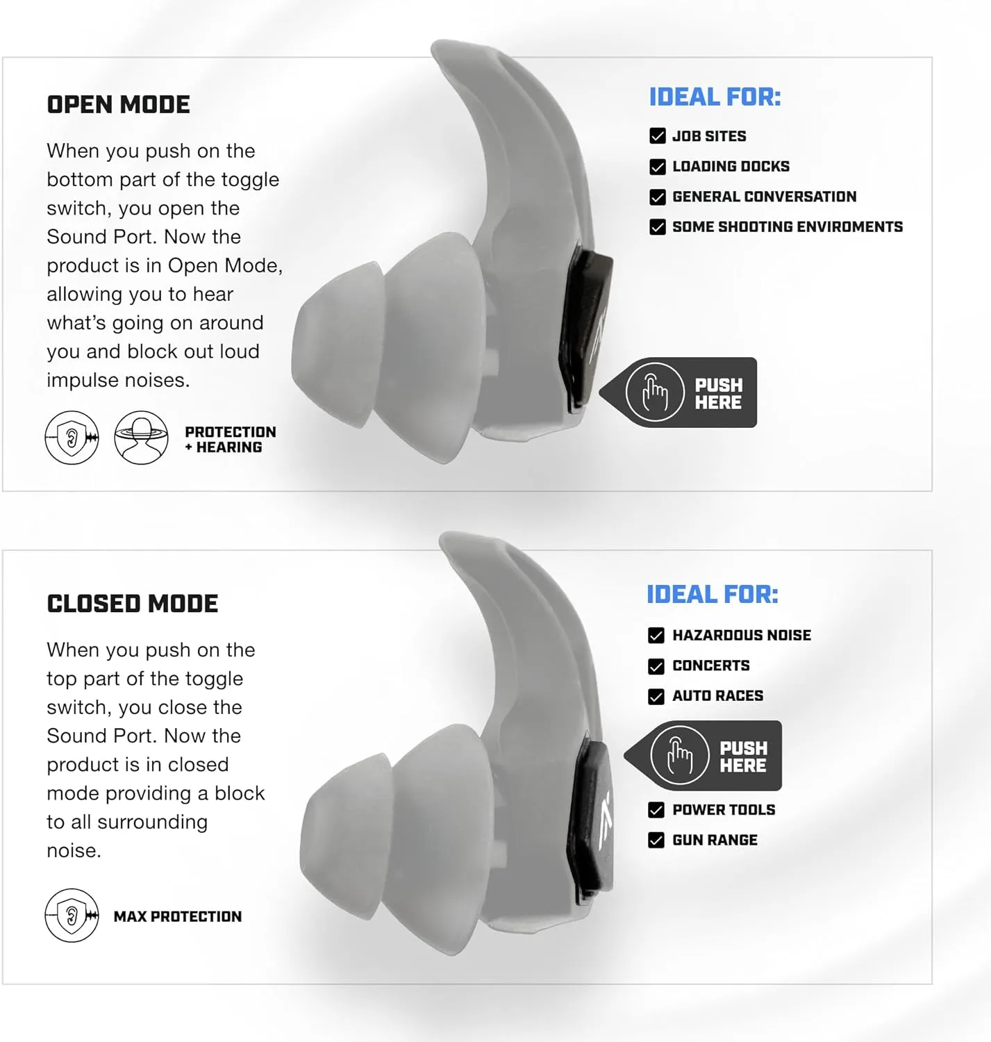 AXIL X30i Noise Reduction Ear Plugs - Hear-Through Mode, 25dB