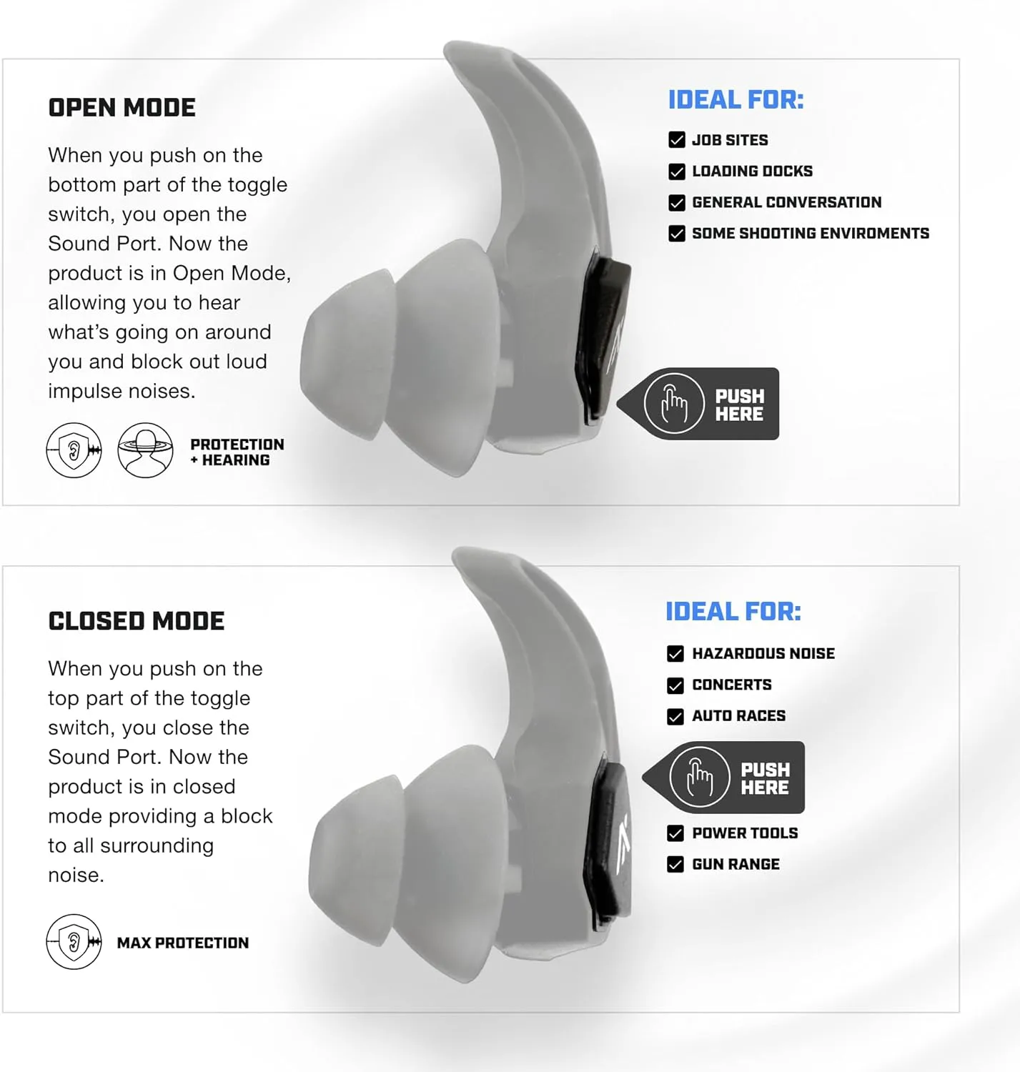 AXIL X30i Noise Reduction Ear Plugs - Hear-Through Mode, 25dB