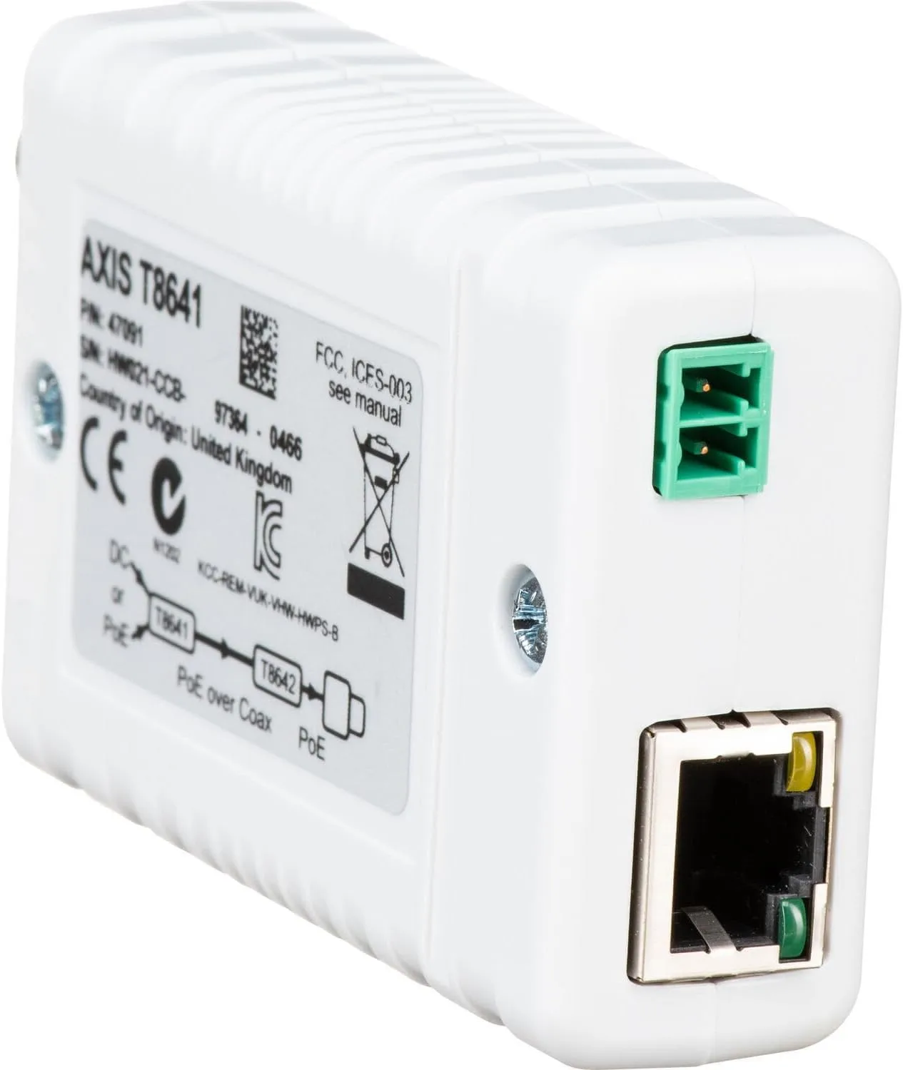 Axis Communications AXIS T8641 PoE+ Coaxial Converter Adapter Base 5028-411