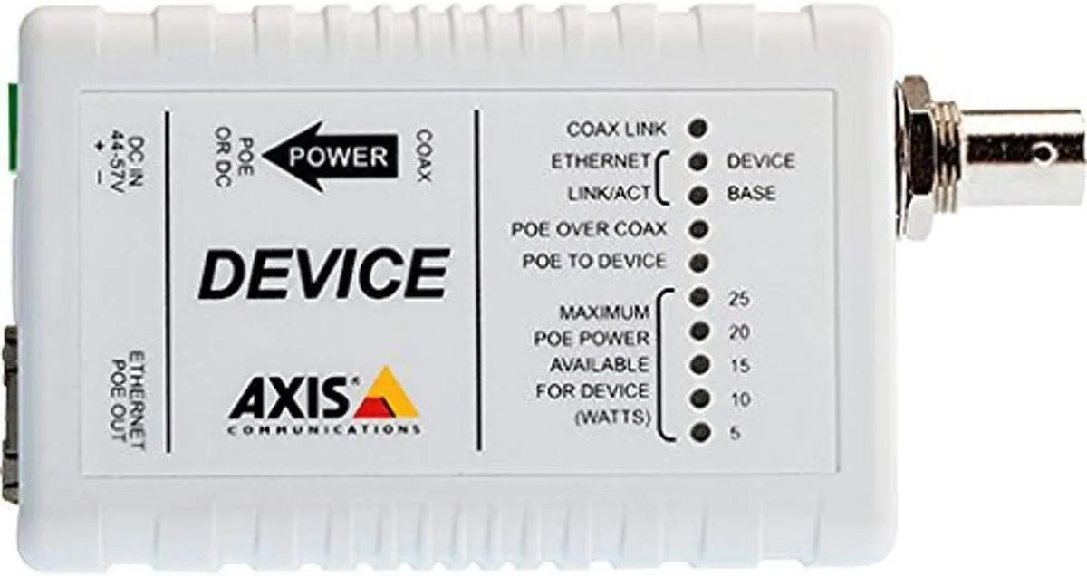 Axis Communications 5027-421 Ethernet Over Coax Device PoE+ Adapter for Security Systems