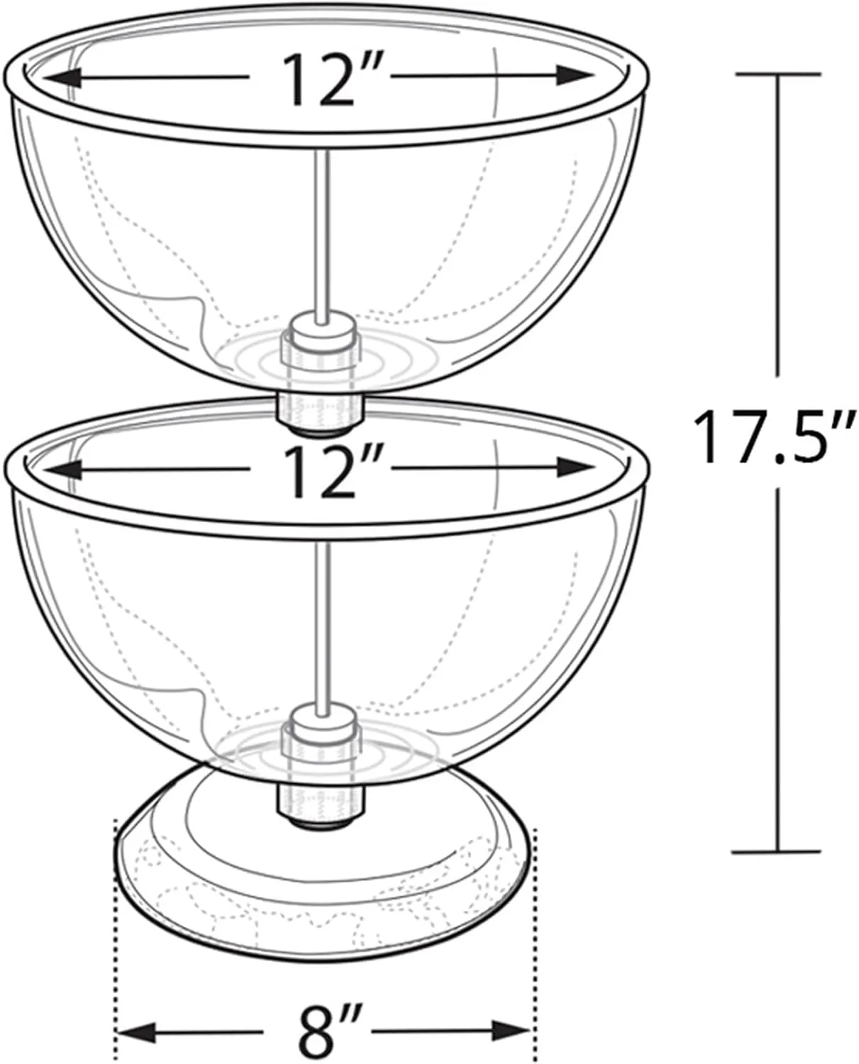 Azar Displays 2-Tier Bowl Display, 17-1/2inH x 12inW x 12inD, Clear
