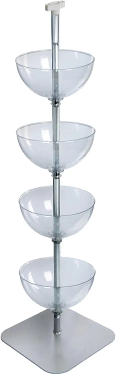 Azar Displays Tiered Bowl Floor Display with Flat Base, 4 Tiers, 14"D, Clear