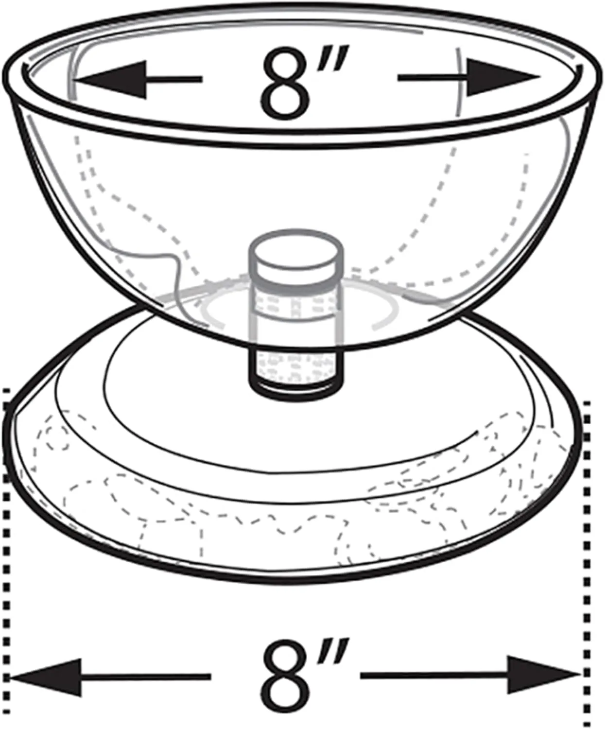 AZAR DISPLAYS Single Bowl Counter Display - Clear Polycarbonate with Chrome Base