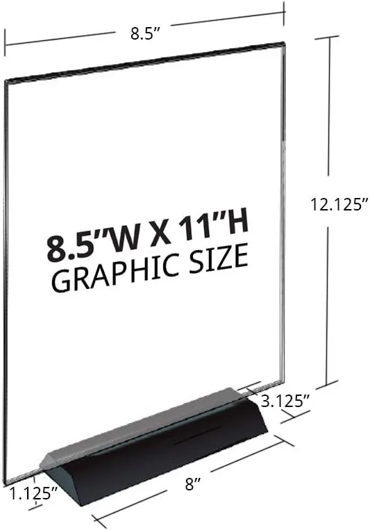 Azar Displays Acrylic Frame Sign Holder on Weighted Black Base