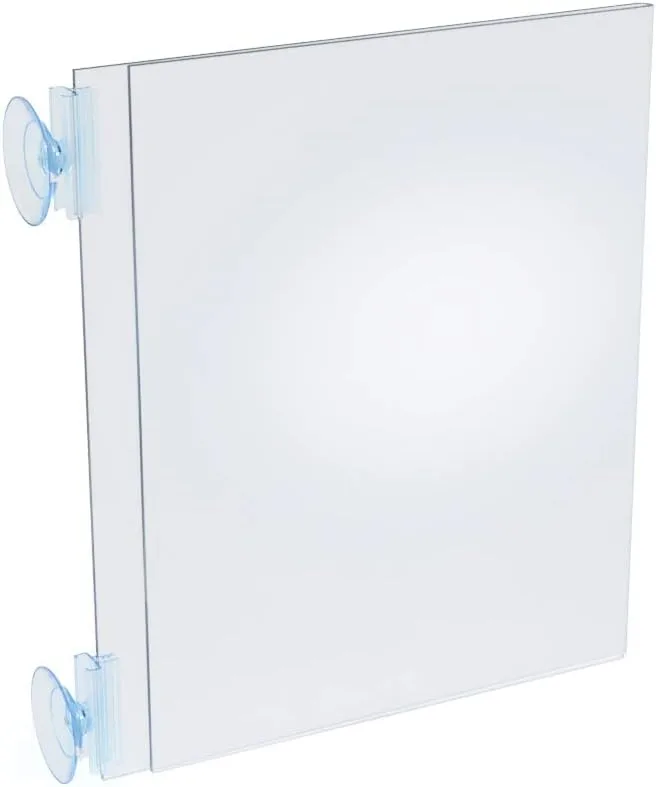 Azar Displays 106688 Two Sided Acrylic Sign Holder Suction Grippers,8.5" x 11" Pack of 10