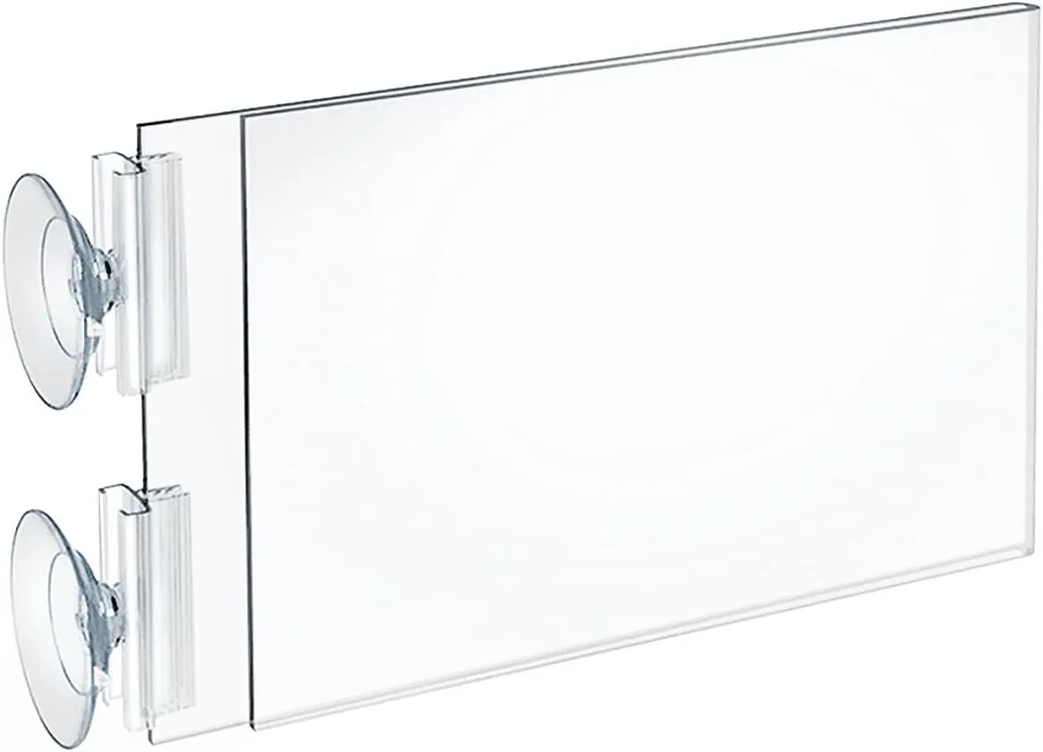 Azar Displays Two-Sided Acrylic Sign Holders with Suction Cup Grippers, Pack of 10
