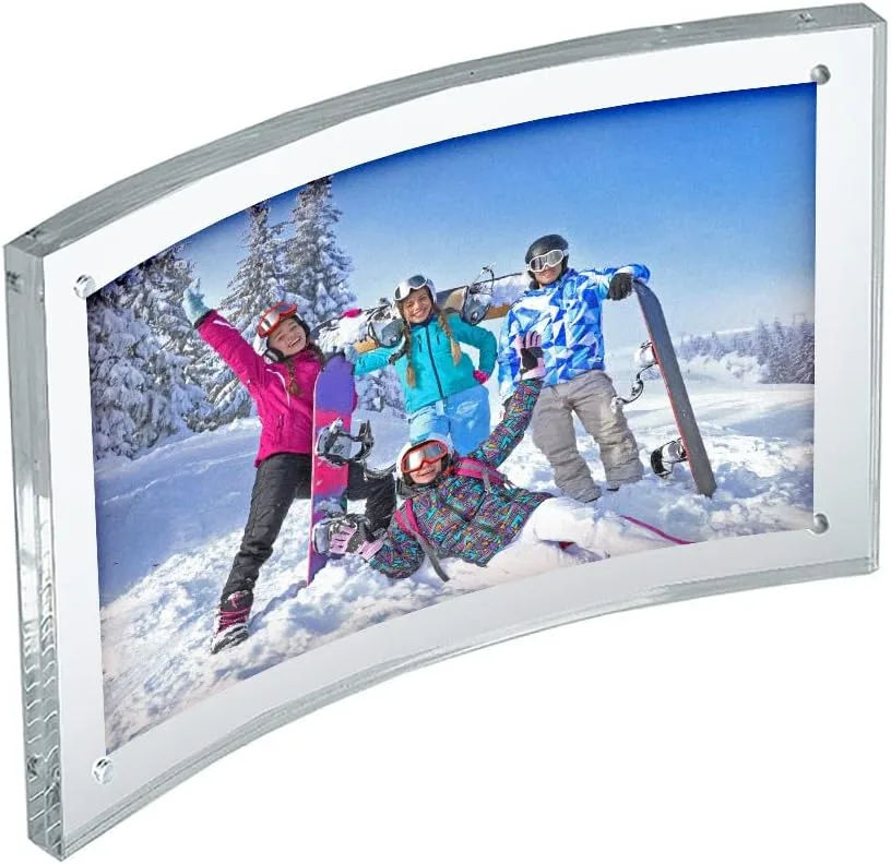 Azar Displays Curved Magnetic Acrylic Sign Holders, 4in x 6in, Clear - Pack of 2