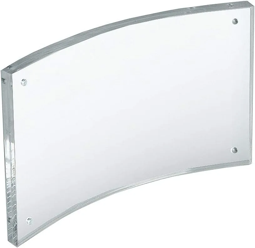 Azar Displays Curved Magnetic Acrylic Sign Holders, 4in x 6in, Clear - Pack of 2
