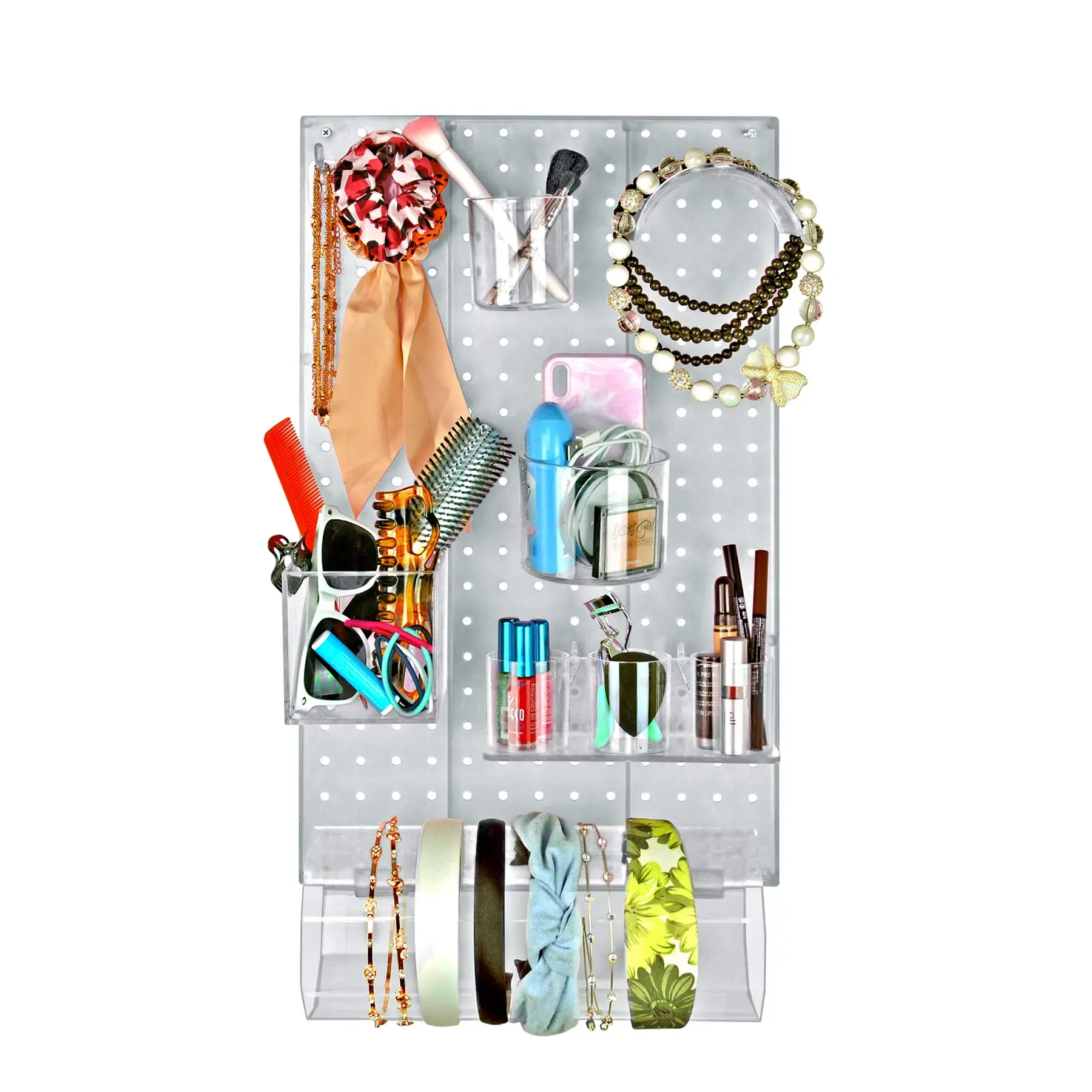 Azar Displays DIY Multi-Purpose 10-Piece Pegboard Wall Organizer Kit