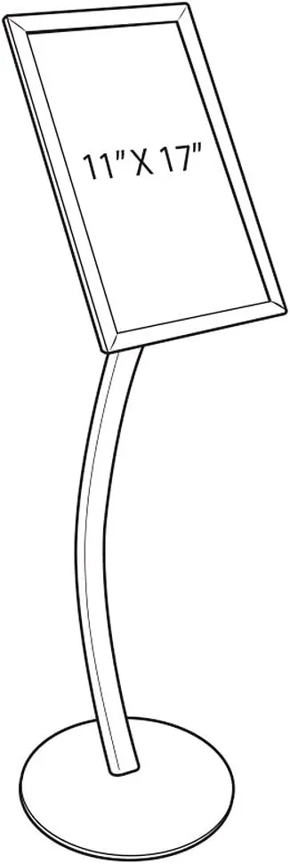 Azar Displays 300237-SLV 11" W x 17" H Angled Snap Frame Floor Display with Curved Pole