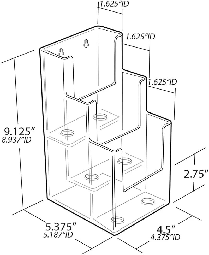 Azar Displays 12-Pocket 3-Tier Revolving Brochure Holder, 9inH x 15inW x 15inD, Clear