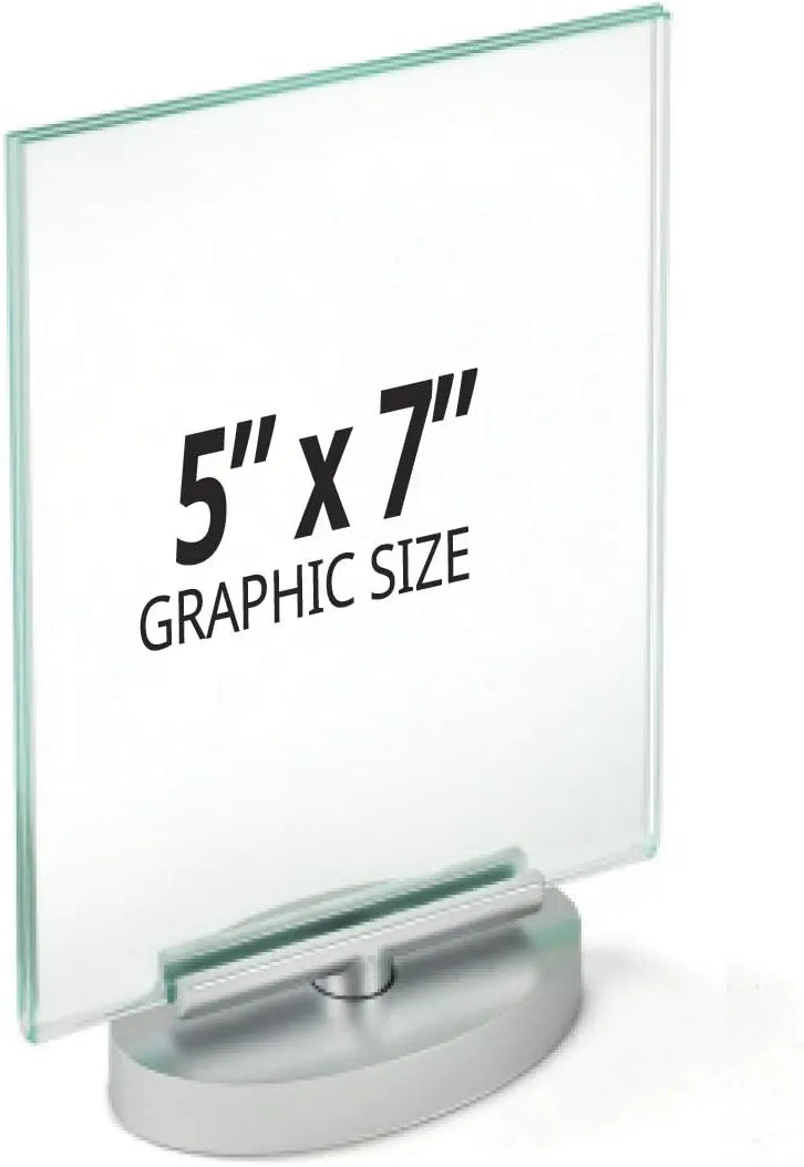 Azar Displays 2-Sided Revolving Acrylic Vertical Sign Holders, 7in x 5in, Clear, Pack Of 2 Holders