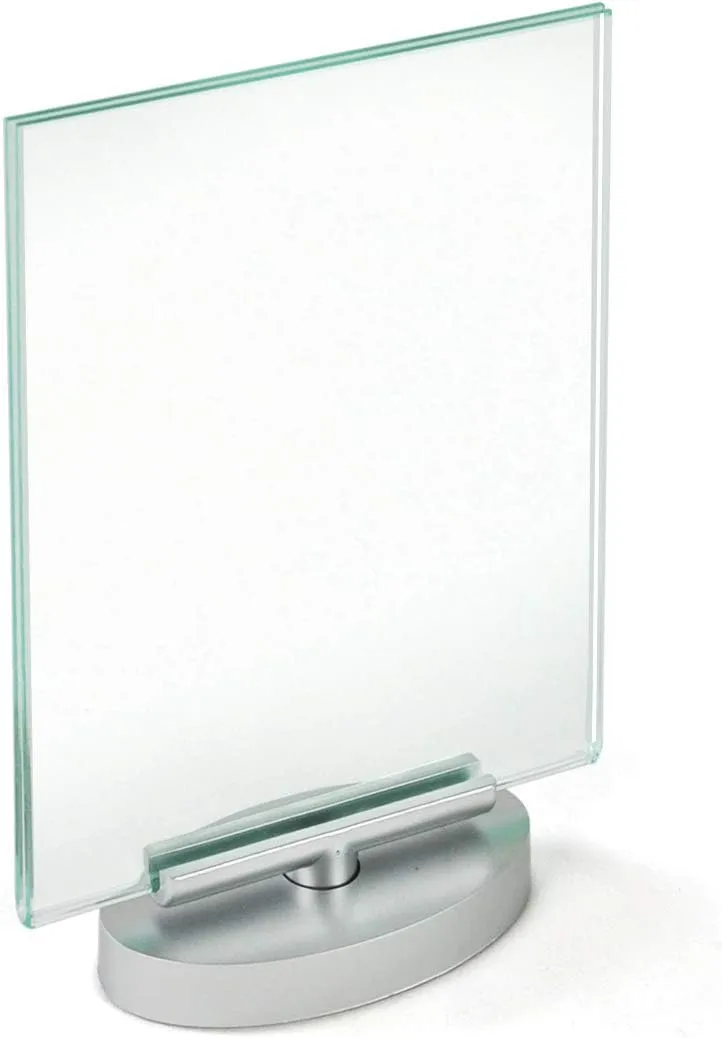 Azar Displays 2-Sided Revolving Acrylic Vertical Sign Holders, 7in x 5in, Clear, Pack Of 2 Holders