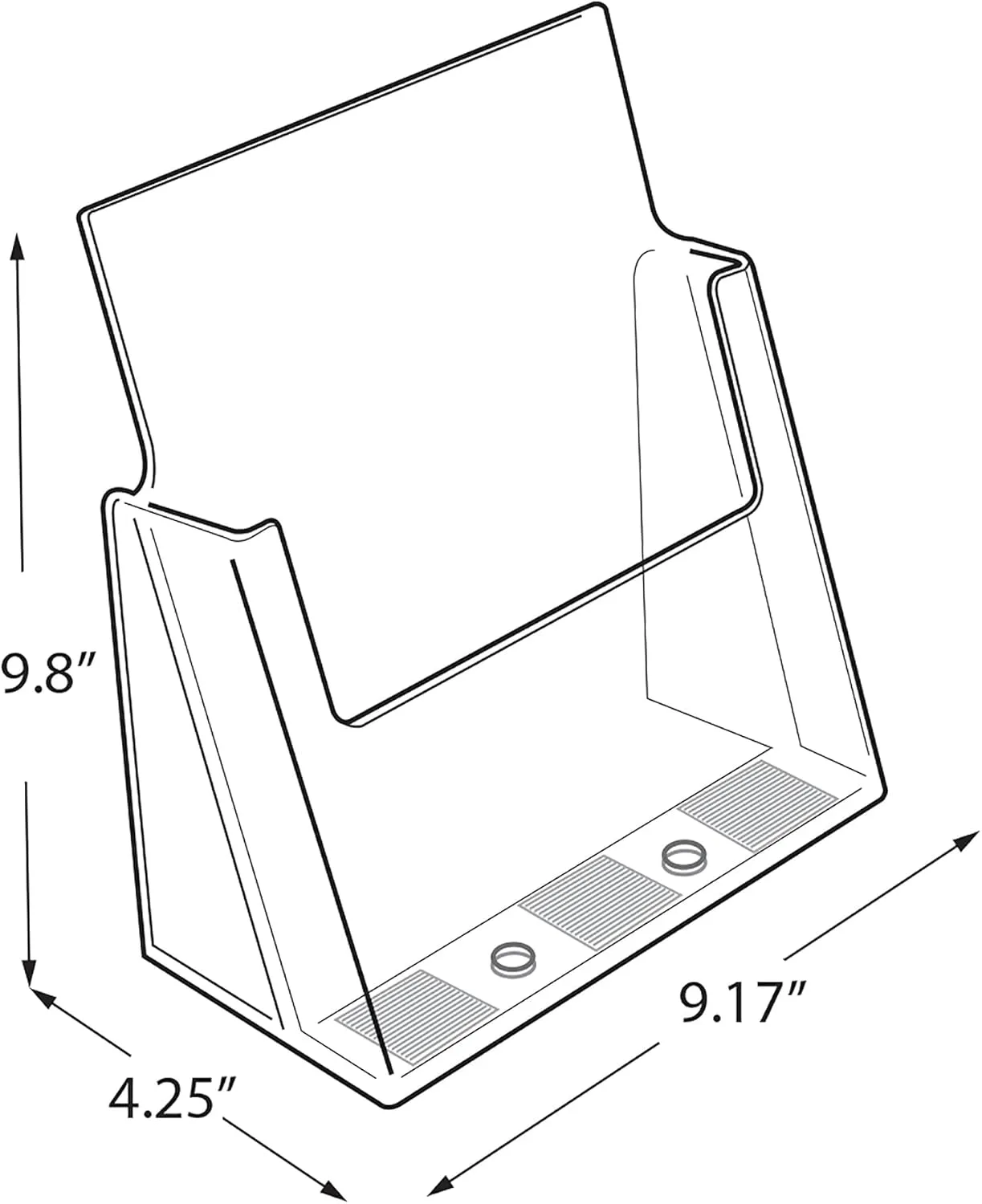 Azar Displays 2-Tier 4-Pocket Plastic Trifold Brochure Holder, 11-1/4inH x 9-1/4inW x 5inD, Clear