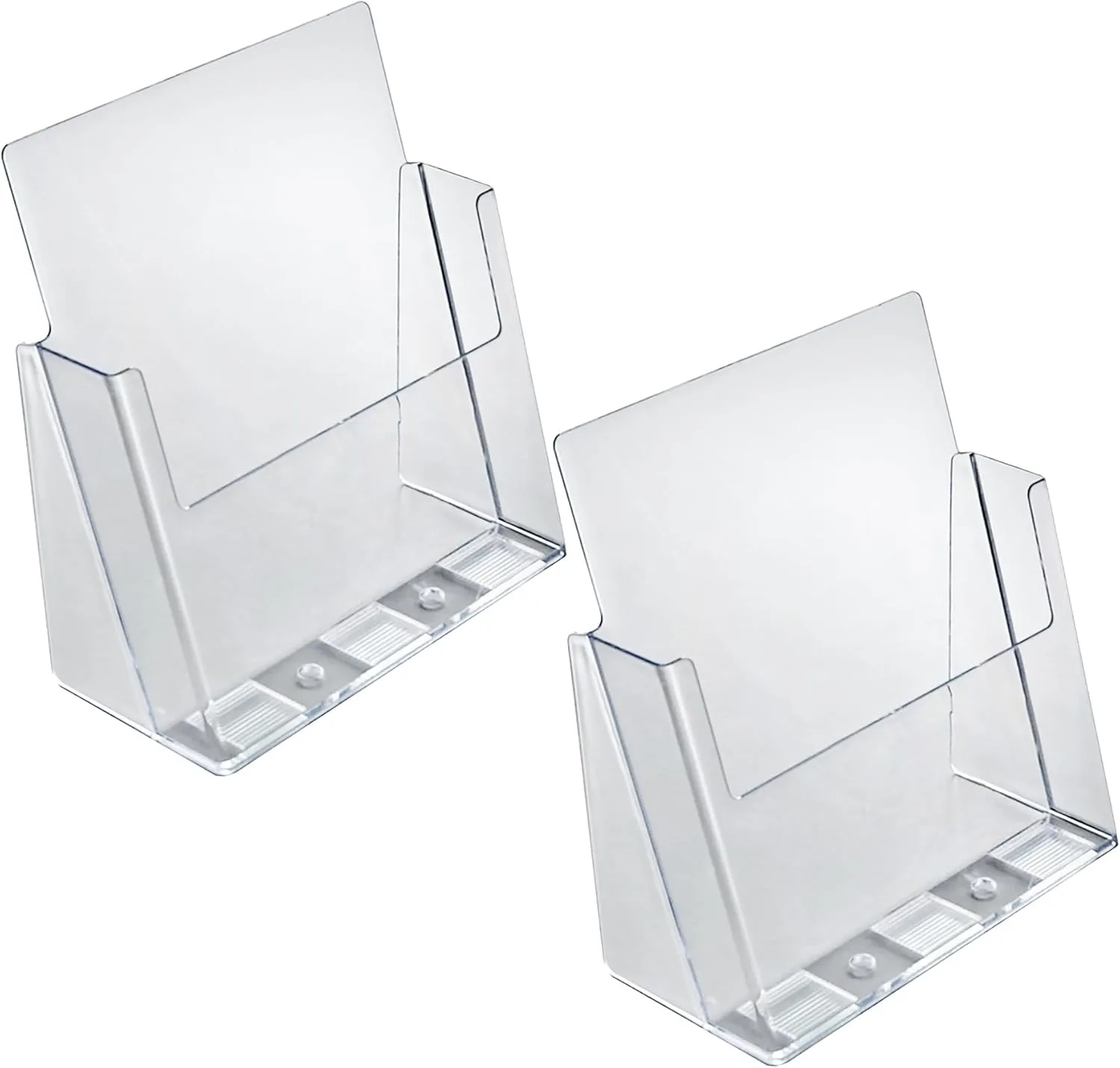 Azar Displays 2-Tier 4-Pocket Plastic Trifold Brochure Holder, 11-1/4inH x 9-1/4inW x 5inD, Clear