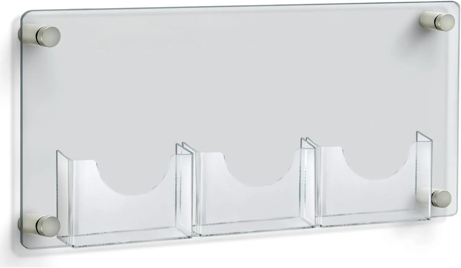 Azar Displays 3-Pocket Bifold Wall Brochure Holder, 11in x 23in, Clear/Silver Caps