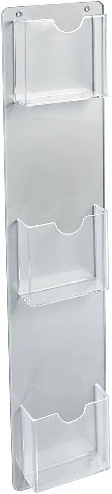 Azar Displays 252065 5.5" W X 26" H Vertical Three-Pocket Wall Mount Brochure Holder (2 Pack)