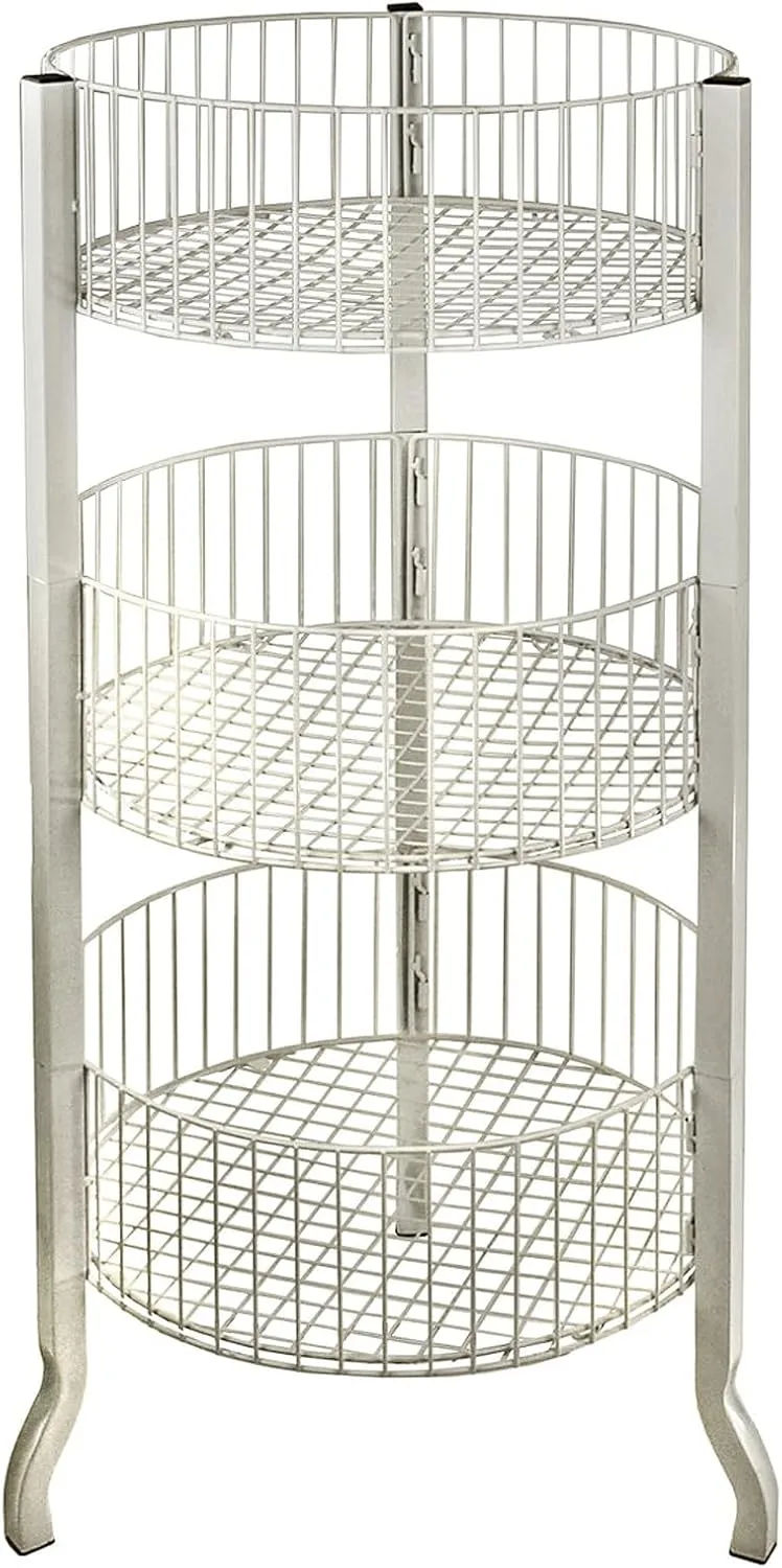 Azar Displays 300703 3 Tiered Round Wire Dump Bins, White