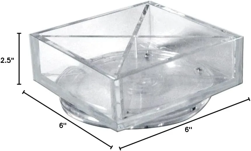 Azar Displays 4-Compartment Square Tray Revolving Desk Organizers, 2-1/2inH x 6inW x 6inD, Clear, Pack Of 2 Organizers