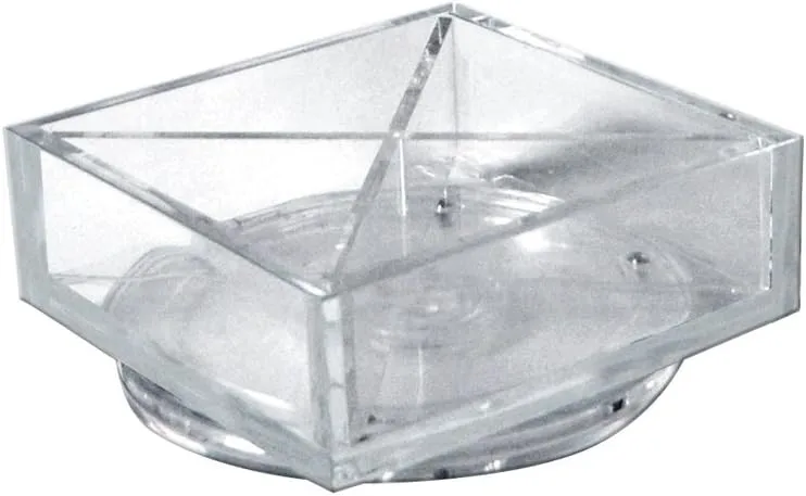 Azar Displays 4-Compartment Square Tray Revolving Desk Organizers, 2-1/2inH x 6inW x 6inD, Clear, Pack Of 2 Organizers