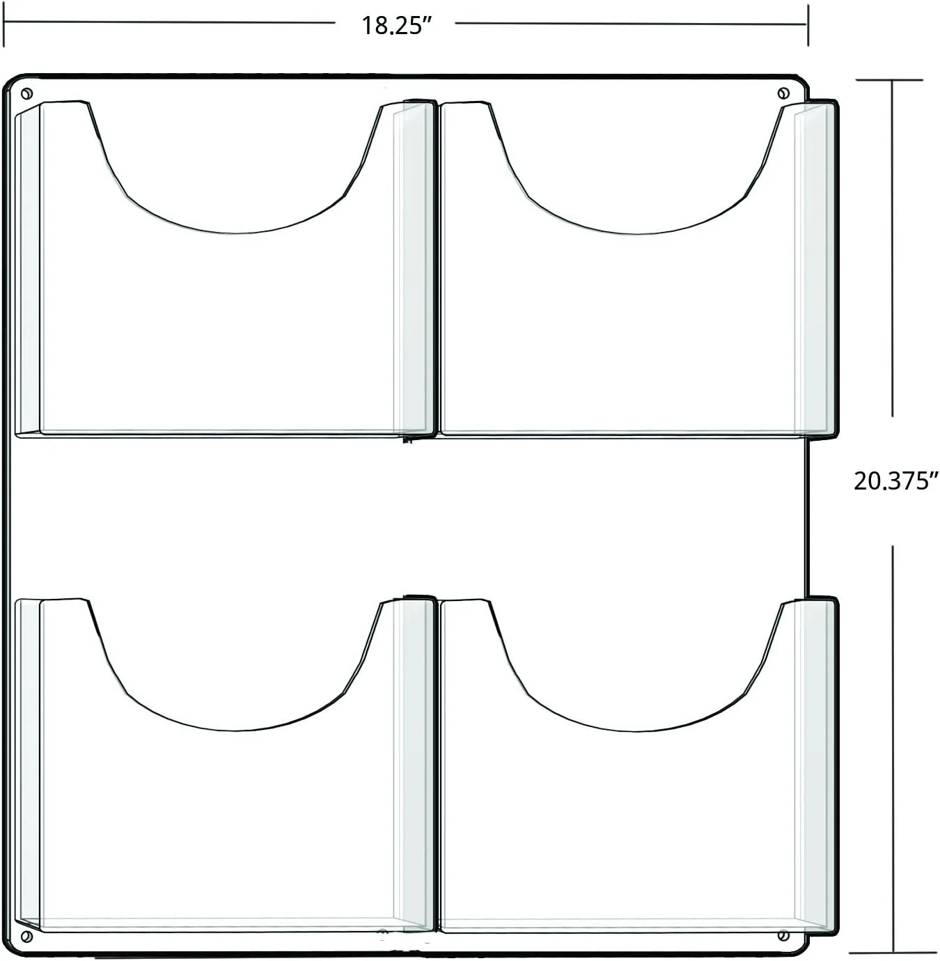 Azar Displays 252096 Four Pocket Magazine/Letter Holder Pack of 2