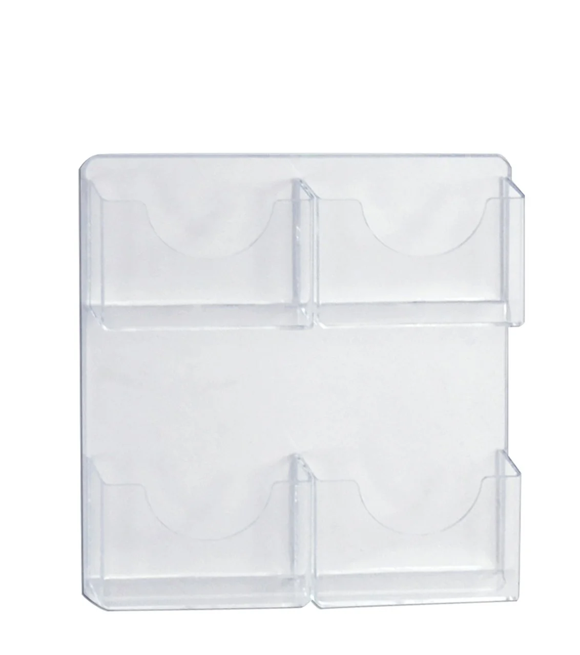 Azar Displays 4-Pocket Wall-Mount Bifold Brochure Holders, 14-5/8inH x 13inW x 1-3/4inD, Clear, Pack Of 2 Holders