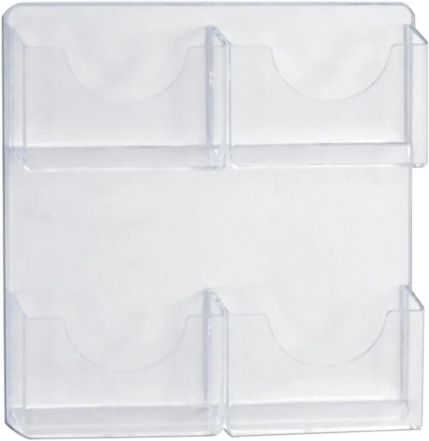 Azar Displays 4-Pocket Wall-Mount Bifold Brochure Holders, 14-5/8inH x 13inW x 1-3/4inD, Clear, Pack Of 2 Holders
