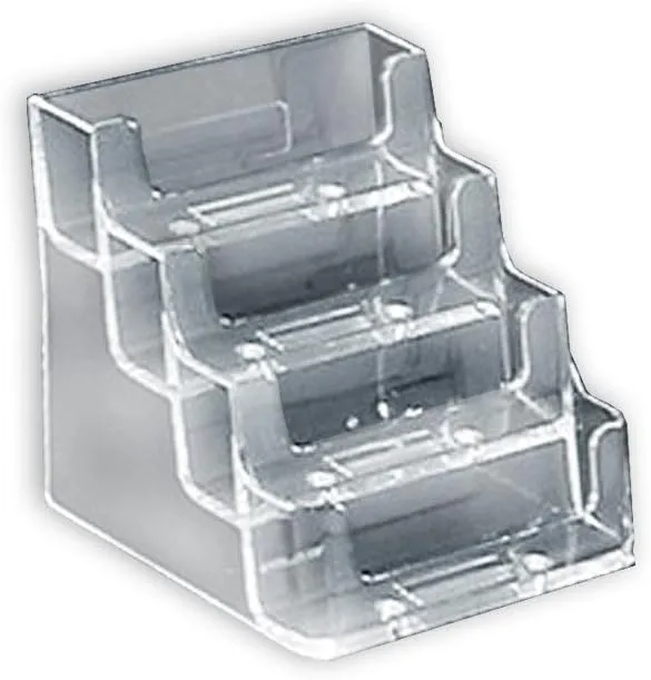 Azar Displays 252004 4 Tier Pocket Business Card Holder, Durable Clear Acrylic Business Card Holder for Desk