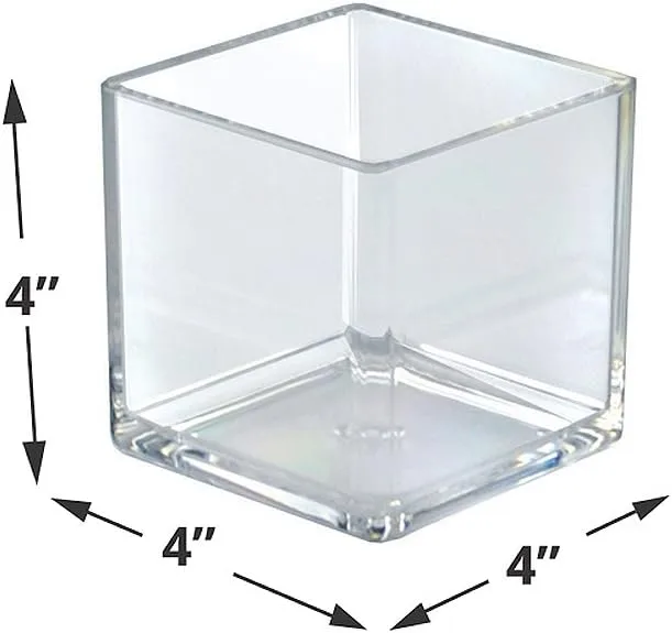 Azar Displays Deluxe Clear Crystal Styrene Cube Bins, Pack of 4