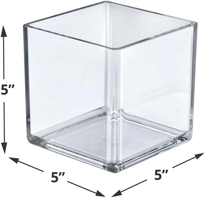 Azar Displays Deluxe Clear Crystal Styrene Cube Bins, Pack of 4