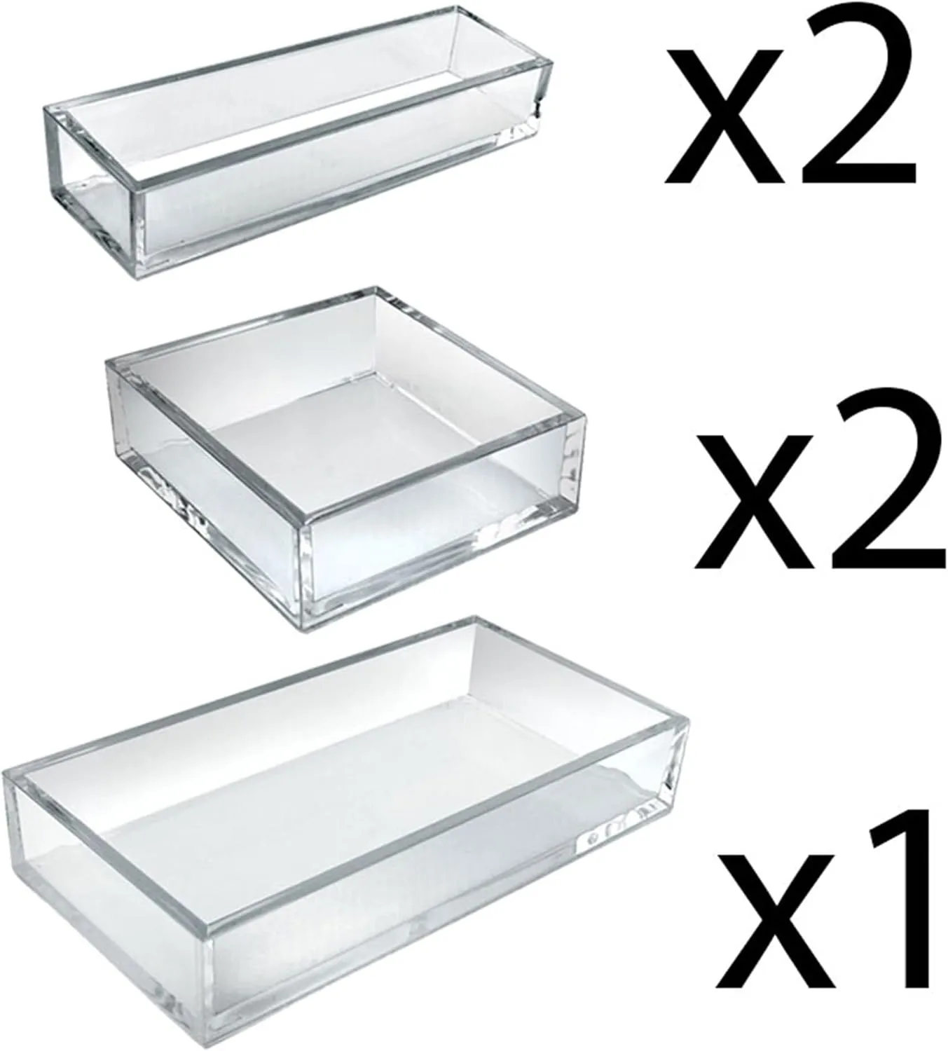 Azar Displays 556226 Deluxe Tray Set - Square Trays, Narrow and Large Tray (5 Piece)