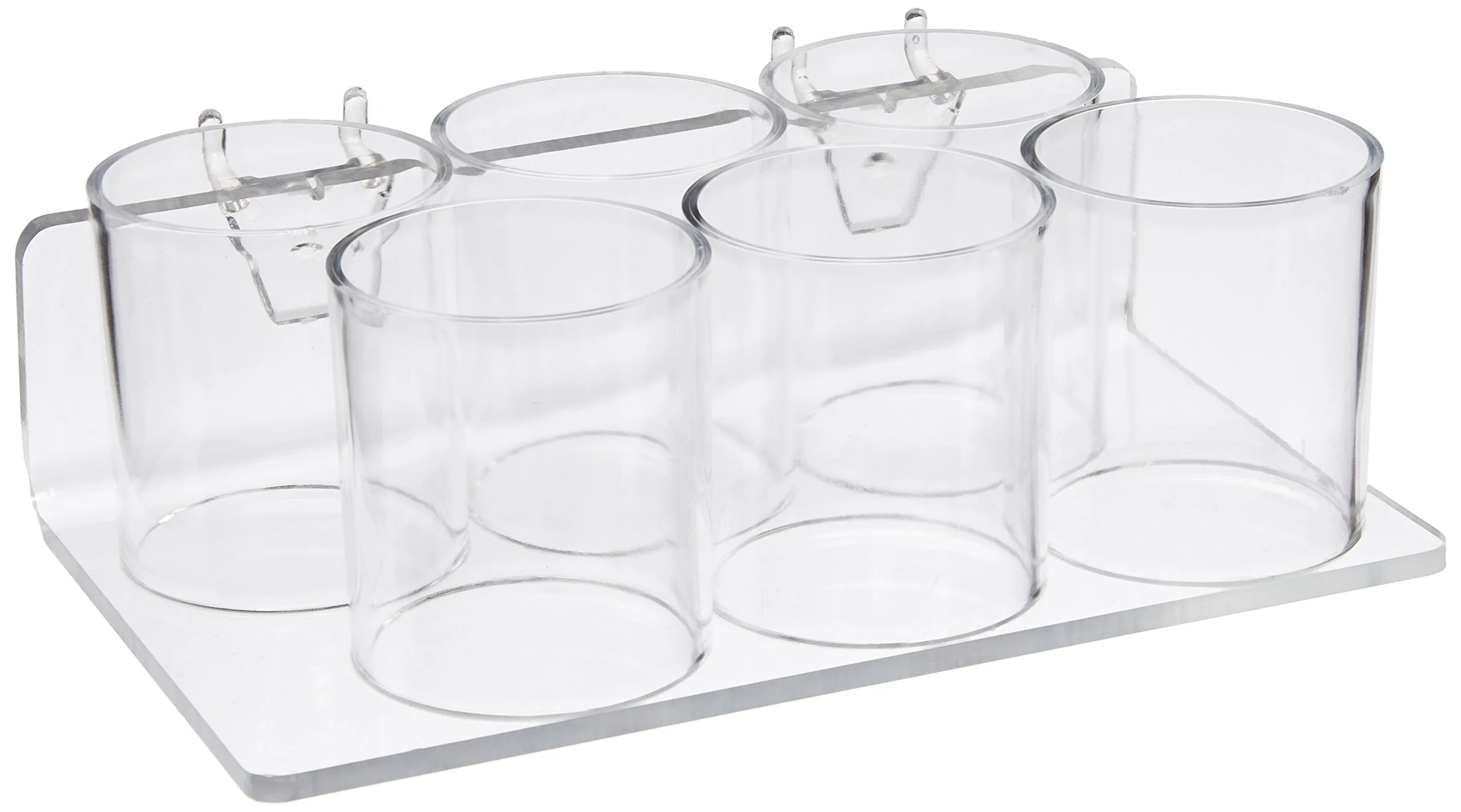 Azar Displays 225580-2pack 8" W x 5" D x 2.625" H 6-Cup Tray for Pegboard and Slatwall (2 Pack)