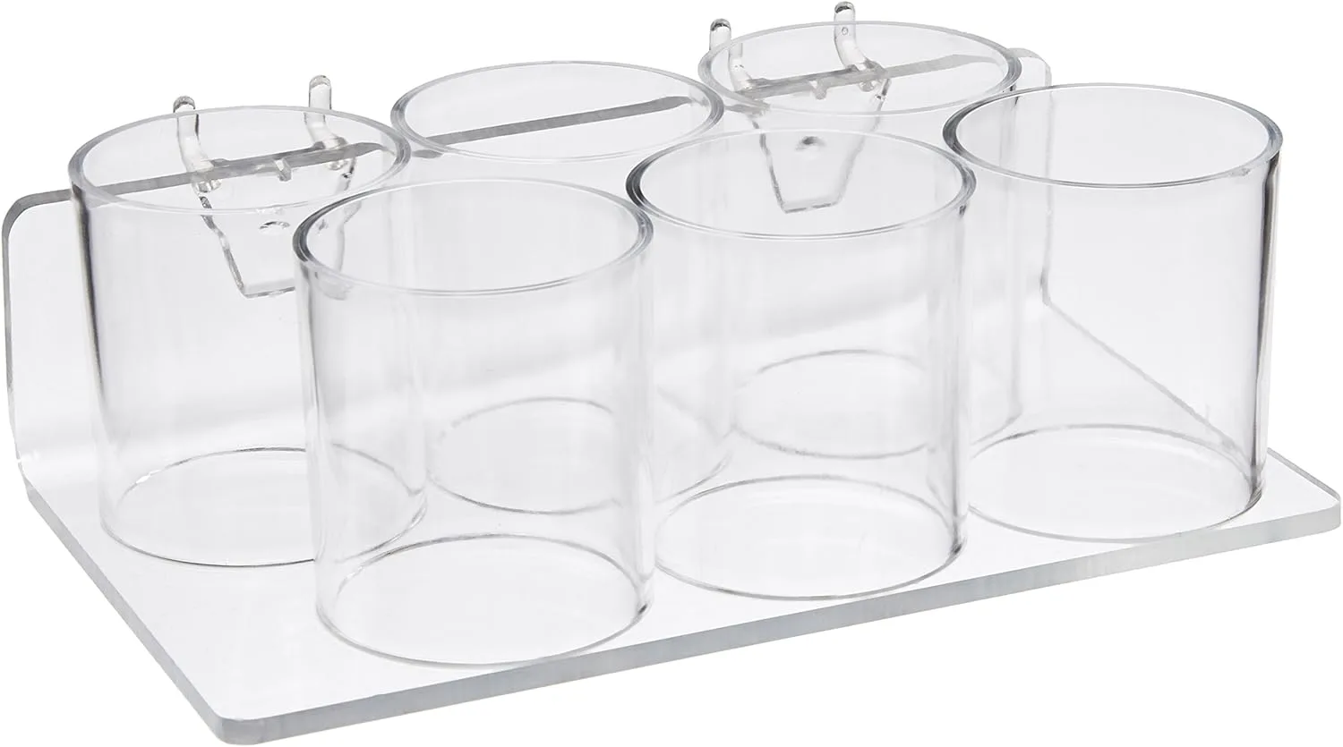 Azar Displays 225580-2pack 8" W x 5" D x 2.625" H 6-Cup Tray for Pegboard and Slatwall (2 Pack)