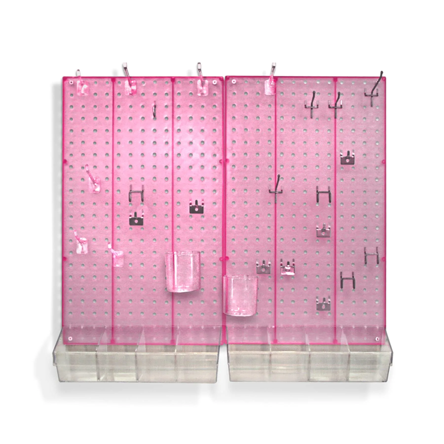 Azar Displays 900945-PNK The DIY Multi-purpose 70-piece Pegboard Wall Organizer Kit with Two Panels and Accessory Assortment