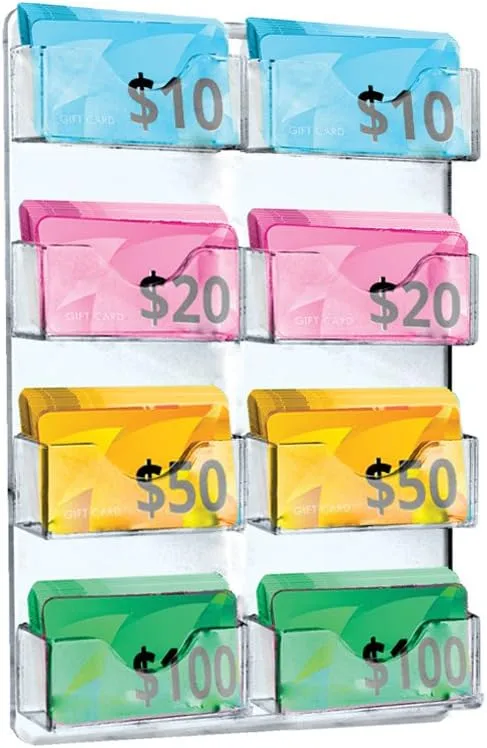 Azar Displays Wall-Mount Business/Gift Card Holders, Clear Acrylic
