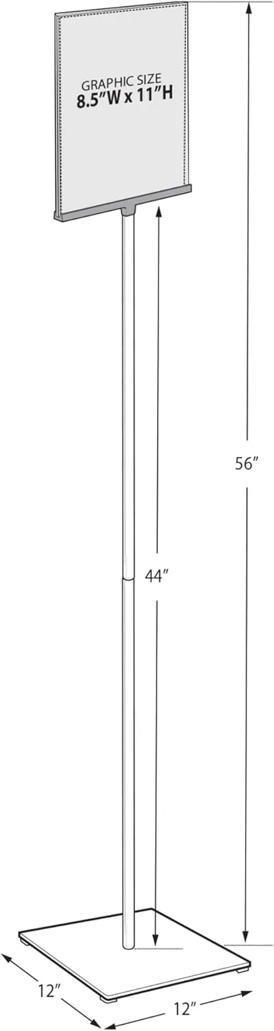 Azar Displays 300863 8.5" W x 11" H Double-Sided Frame Sign Holder Stand - with Non-Adjustable Pole