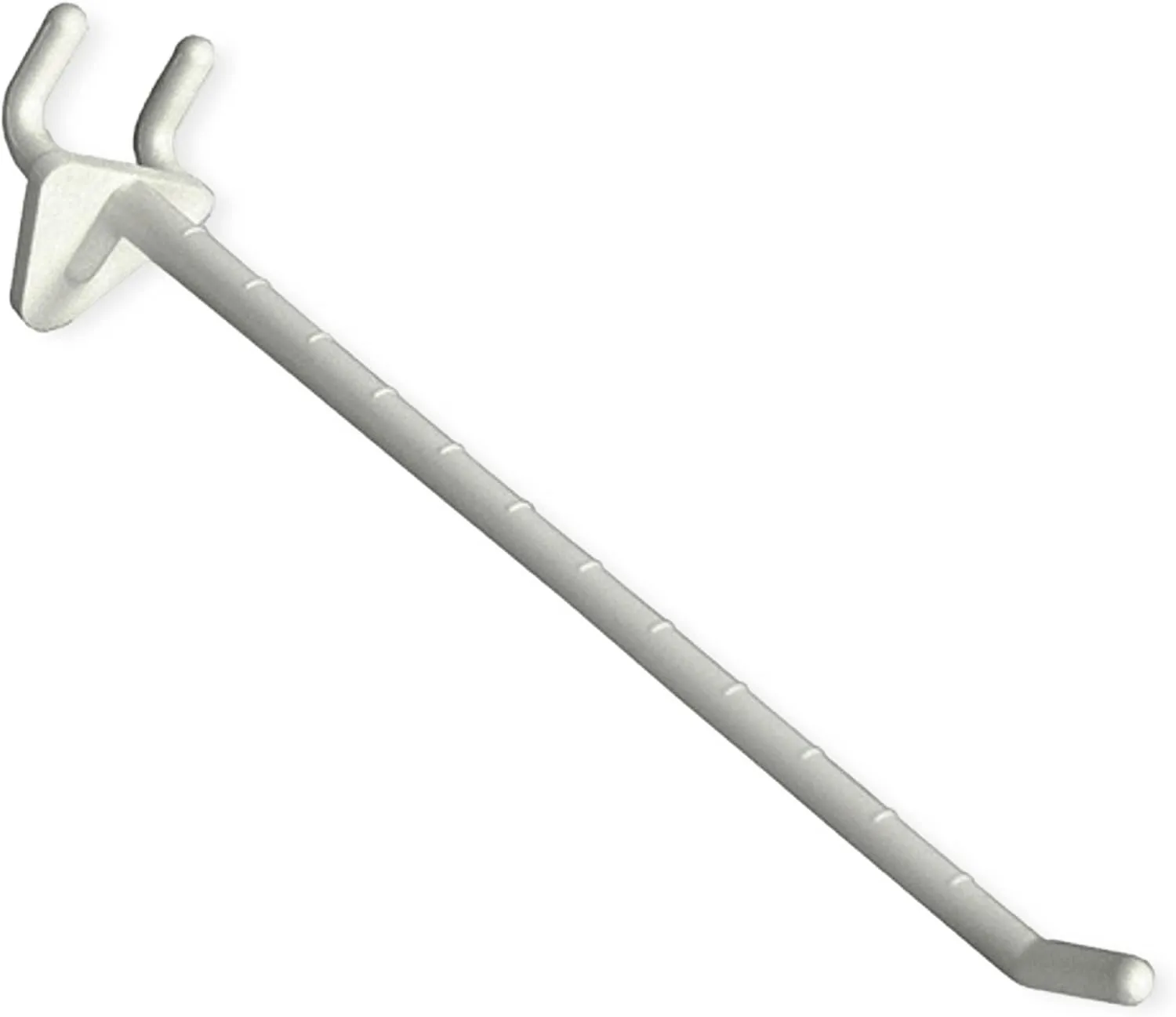 Azar Displays Glass-Filled Nylon Hooks For Pegboards, 8in, White, Pack Of 50 Hooks