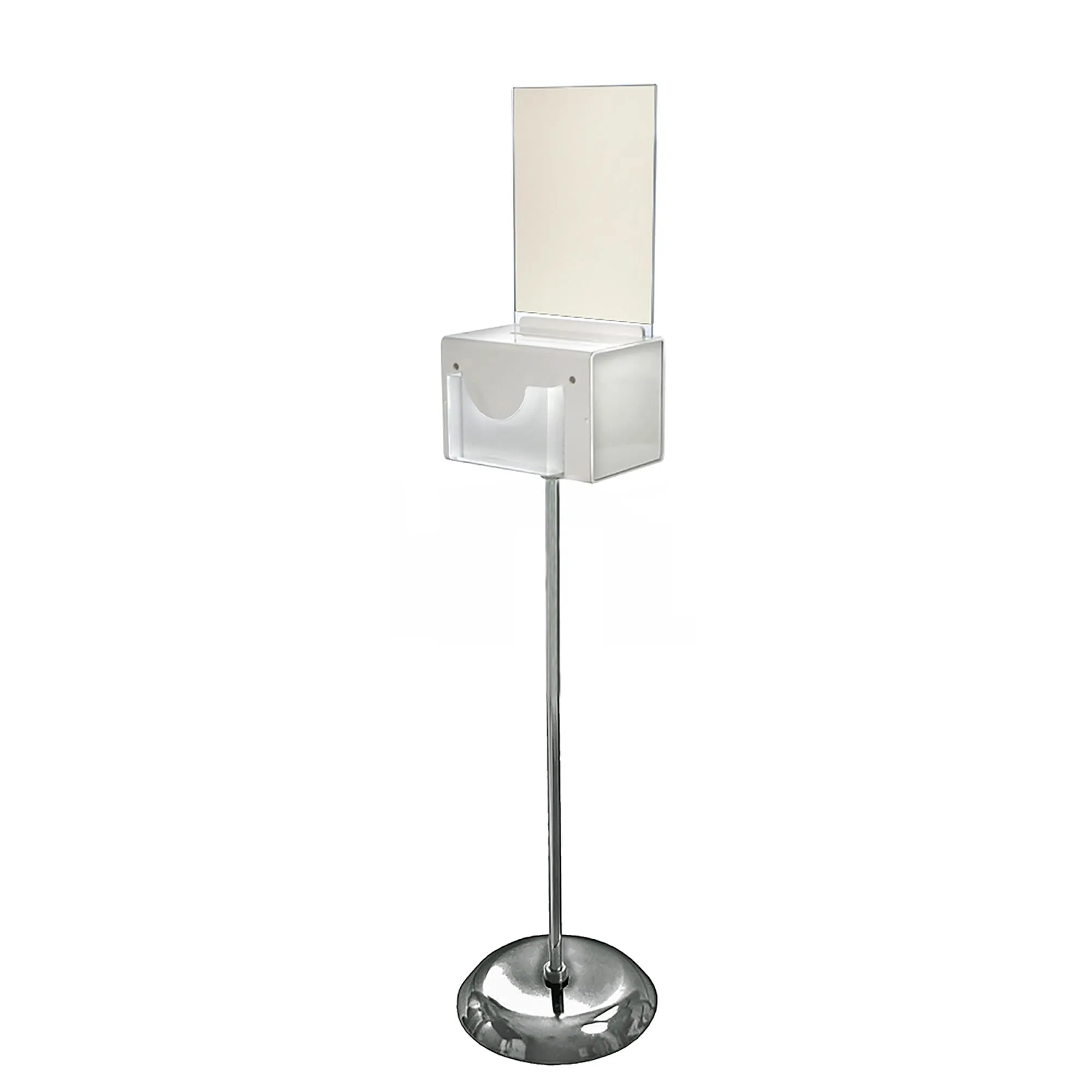Azar Displays 206320-WHT 9" W x 6.25" D x 6.25" H Large White Suggestion Box with Pocket, Lock & Keys on Pedestal