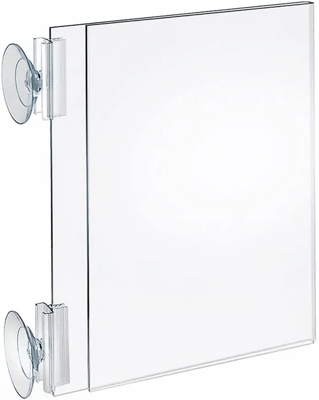 Azar Displays Two-Sided Acrylic Sign Holders with Suction Cup Grippers, Pack of 10