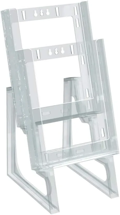 Azar Displays 3-Tier 15-Pocket Acrylic Trifold Brochure Counter Display, 9inH x 31-1/2inW x 5-1/4inD, Clear
